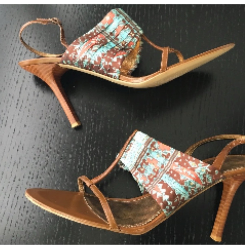 Nine West Brown and Blue Strappy Heels